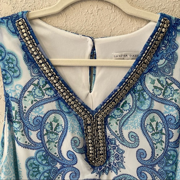 Sandra Darren women’s sleeveless midi shift dress, 12, blue paisley print - Picture 3 of 6